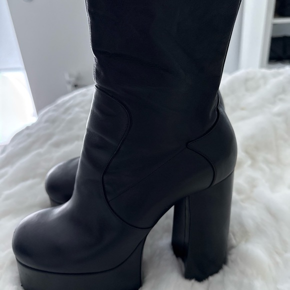 Saint Laurent Billy Black Leather Platform Ankle Heel Boot Size EU 38 - Picture 4 of 5